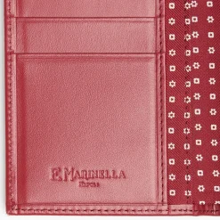 Burgundy Vertical Wallet In Silk And Leather