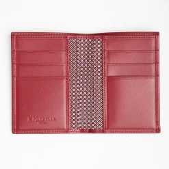 Burgundy Vertical Wallet In Silk And Leather