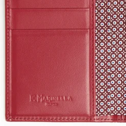 Burgundy Vertical Wallet In Silk And Leather