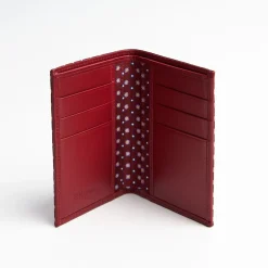 Burgundy Vertical Wallet In Silk And Leather