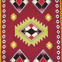 Burgundy Wool And Silk Scarf With Geometric Design