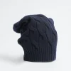 Cable-Knit Blue Wool Hat