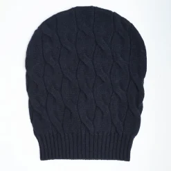Cable-Knit Blue Wool Hat