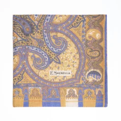 Camel And Lilac Wool Stole - Damask Pattern