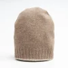 Camel And White Bicolor Cashmere Beanie
