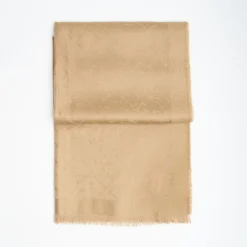 Camel Em Logo Scarf In Wool And Cashmere