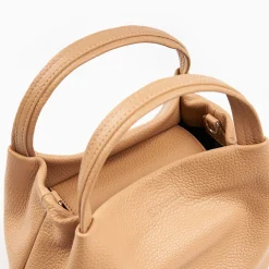 Camel Textured Leather Soft Mini Bag