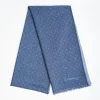 Dark And Light Blue Double Patterned Wool And Silk Scarf
