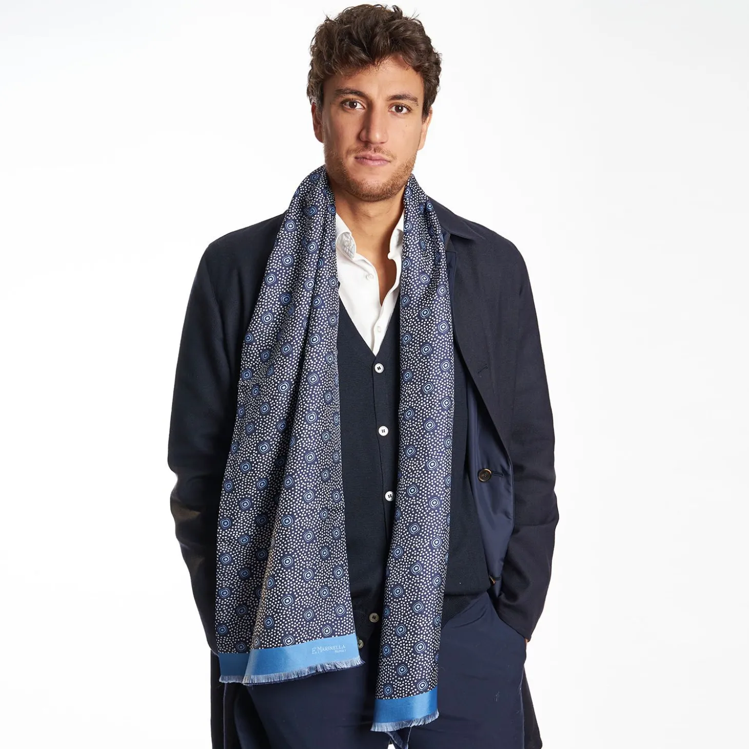 Dark And Light Blue Double Silk Scarf