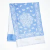 Dark And Light Blue Double Silk Scarf Paisley Pattern