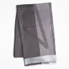 Dark And Light Gray Cashmere Scarf With Pearl Gray Silk Detail