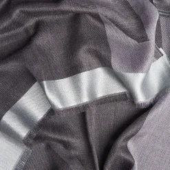 Dark And Light Gray Cashmere Scarf With Pearl Gray Silk Detail