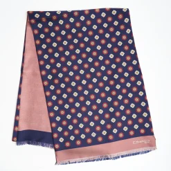 Dark Blue And Pink Double Silk Scarf