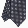 Dark Blue Ceremonial Jacquard Silk Tie Small Geometric Pattern