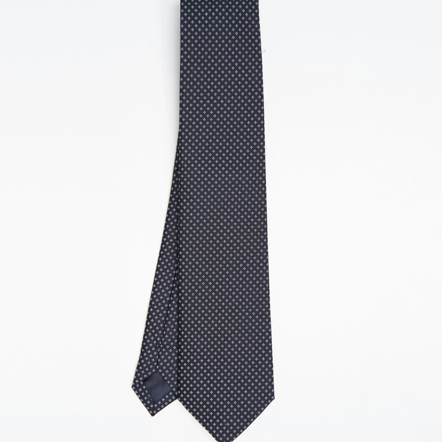 Dark Blue Ceremonial Jacquard Silk Tie Small Geometric Pattern