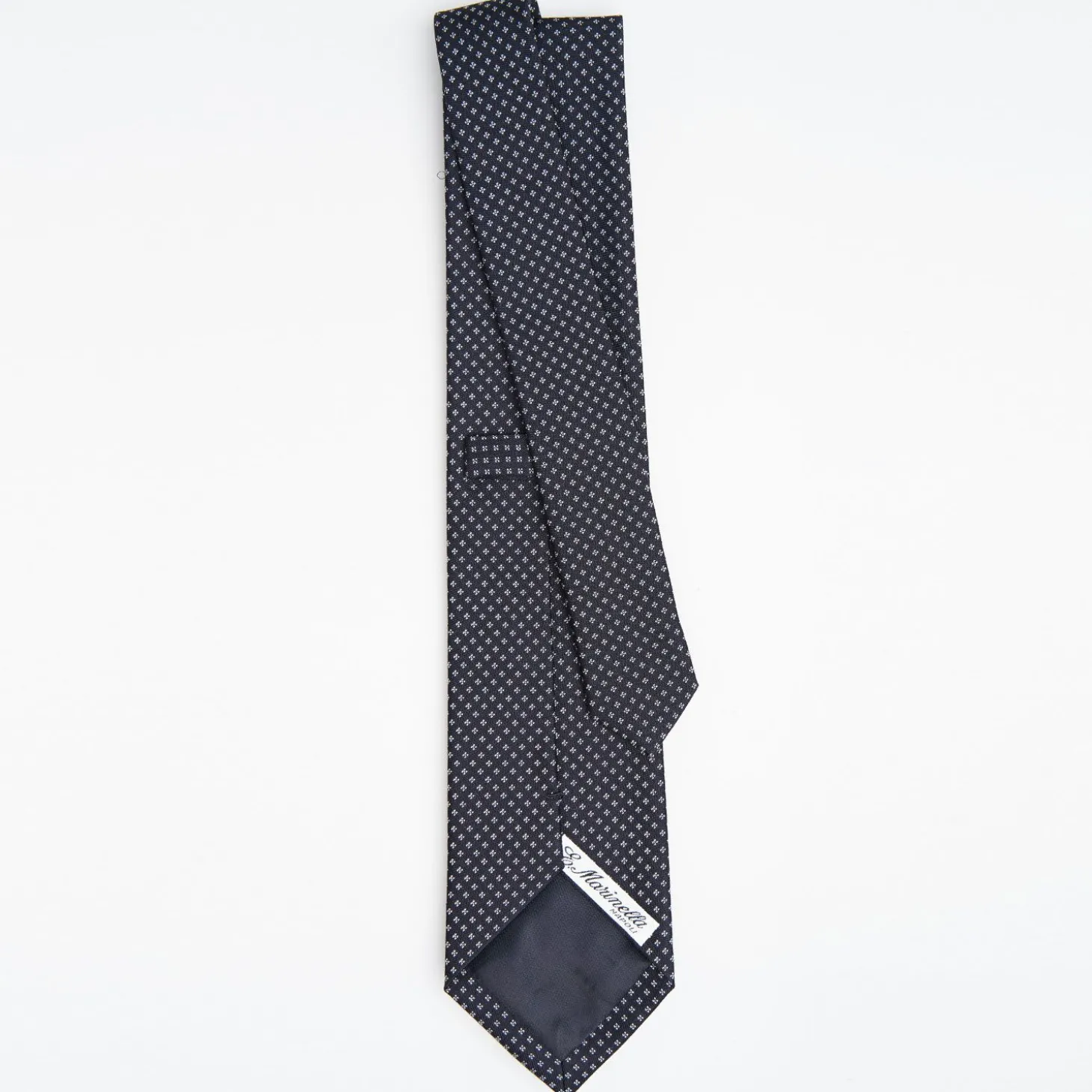 Dark Blue Ceremonial Jacquard Silk Tie Small Geometric Pattern