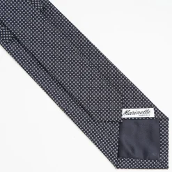 Dark Blue Ceremonial Jacquard Silk Tie Small Geometric Pattern