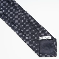Dark Blue Ceremonial Jacquard Silk Tie - Small Geometric Pattern