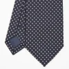 Dark Blue Ceremonial Jacquard Silk Tie Small Geometric Pattern