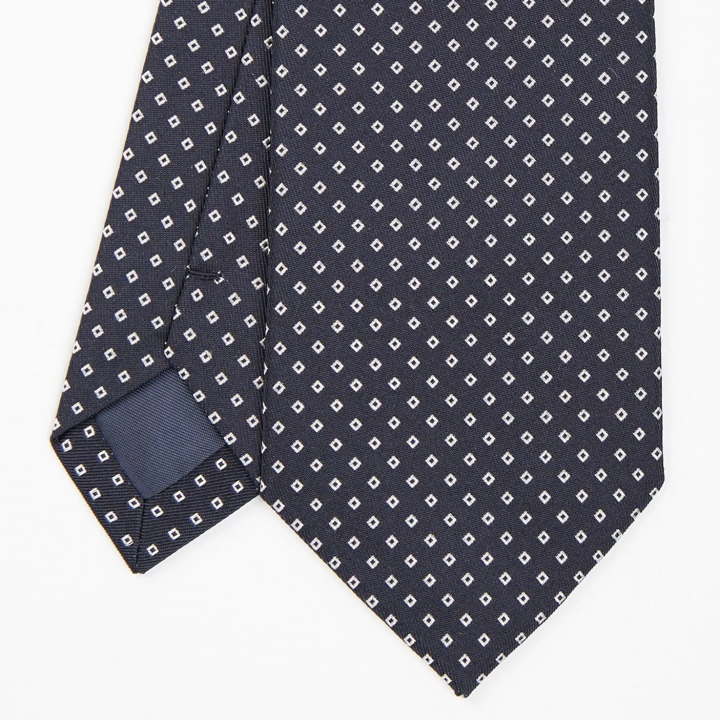 Dark Blue Ceremonial Jacquard Silk Tie Small Geometric Pattern