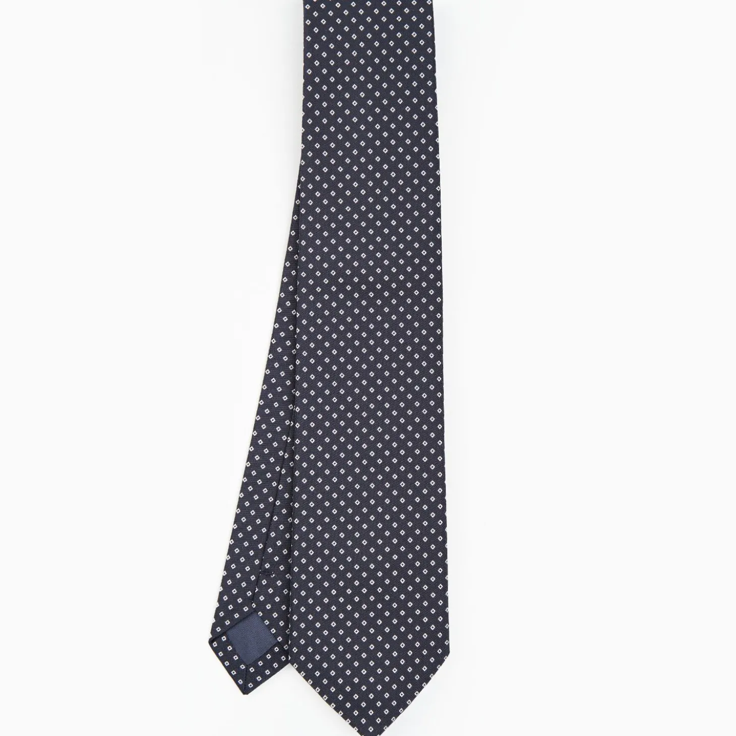 Dark Blue Ceremonial Jacquard Silk Tie Small Geometric Pattern