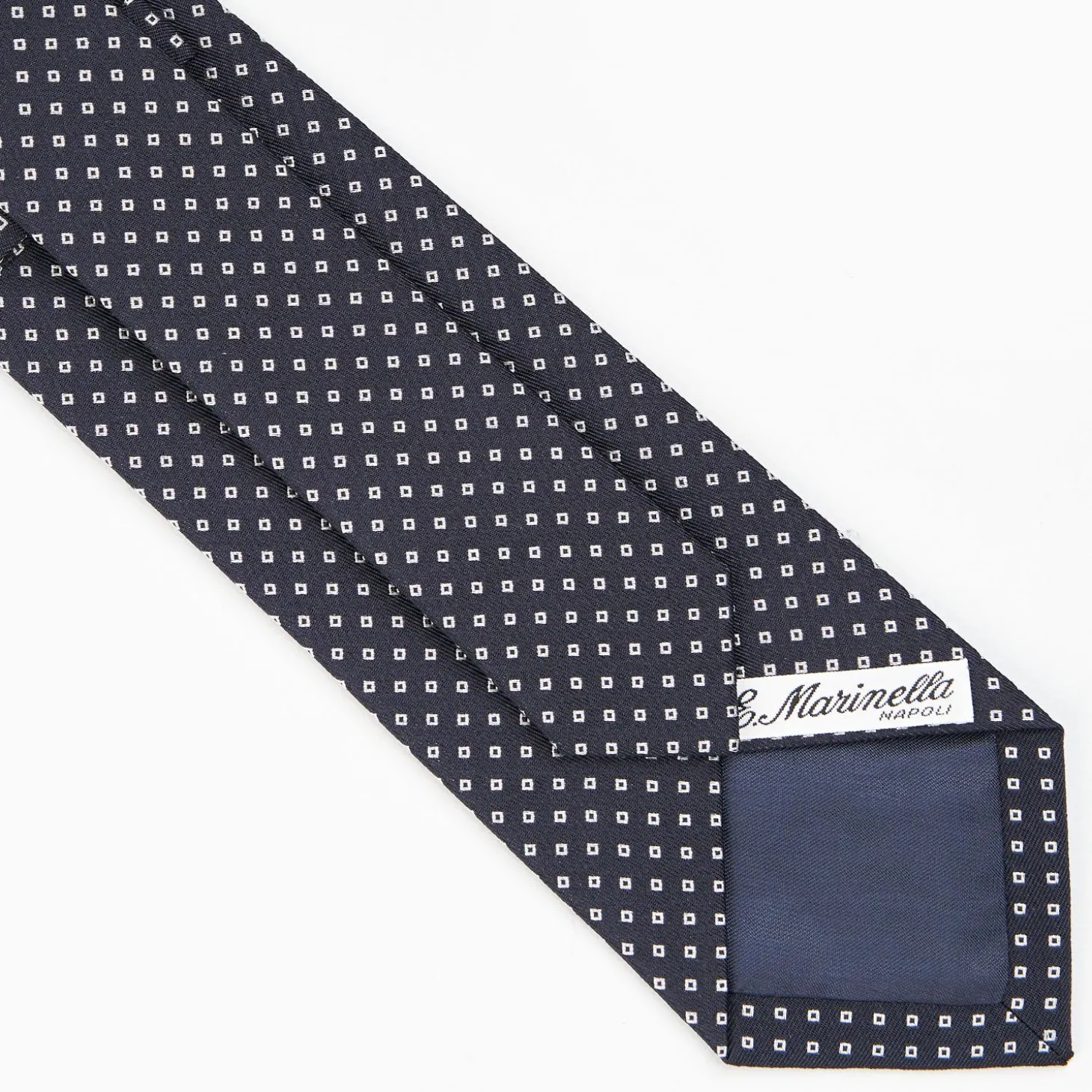 Dark Blue Ceremonial Jacquard Silk Tie Small Geometric Pattern