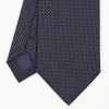 Dark Blue Ceremonial Jacquard Silk Tie Small Geometric Pattern
