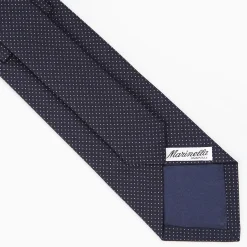 Dark Blue Ceremonial Jacquard Silk Tie Small Geometric Pattern