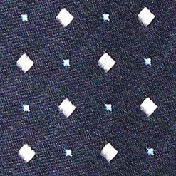 Dark Blue Cerimonial Silk Satin Tie - Small Geometric Pattern