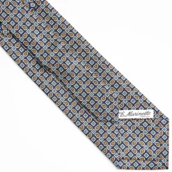 Dark Blue Extra Long Sartorial Silk Tie - Paisley Pattern