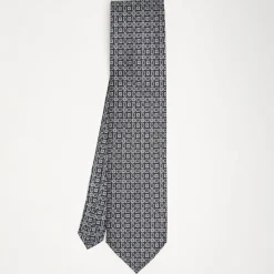 Dark Blue Extra Long Sartorial Silk Tie - Paisley Pattern
