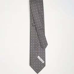 Dark Blue Extra Long Sartorial Silk Tie Paisley Pattern