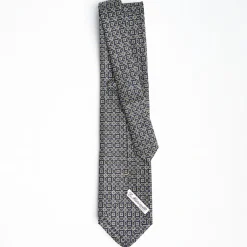 Dark Blue Extra Long Sartorial Silk Tie - Paisley Pattern