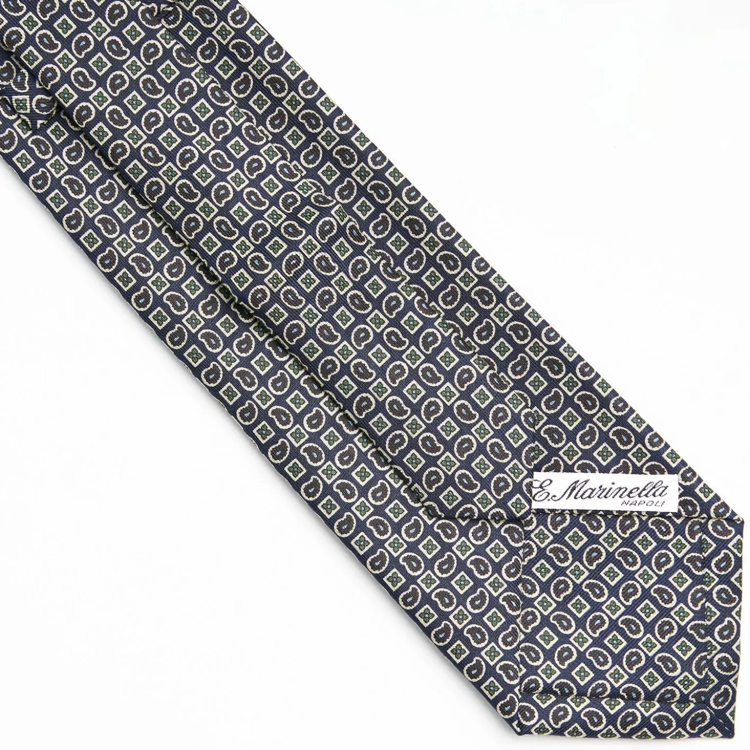 Dark Blue Extra Long Sartorial Silk Tie - Paisley Pattern