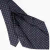 Dark Blue 9 Fold Sartorial Silk Tie Small Flower Pattern