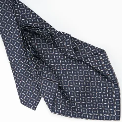 Dark Blue 9 Fold Sartorial Silk Tie Small Flower Pattern