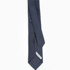 Dark Blue 9 Fold Sartorial Silk Tie Small Flower Pattern