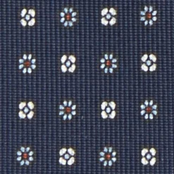 Dark Blue 9 Fold Sartorial Silk Tie Small Flower Pattern