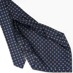 Dark Blue 9 Fold Sartorial Silk Tie Small Flower Pattern