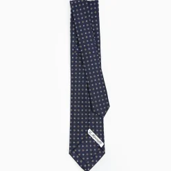 Dark Blue 9 Fold Sartorial Silk Tie Small Flower Pattern
