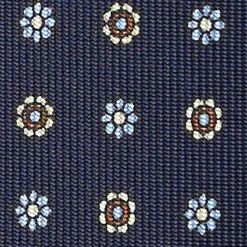 Dark Blue 9 Fold Sartorial Silk Tie Small Flower Pattern