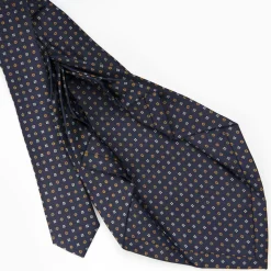 Dark Blue 9 Fold Sartorial Silk Tie Small Flower Pattern