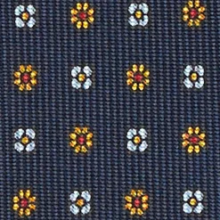 Dark Blue 9 Fold Sartorial Silk Tie Small Flower Pattern