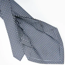 Dark Blue 7 Fold Sartorial Silk Tie - Small Flower Pattern