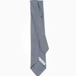Dark Blue 7 Fold Sartorial Silk Tie - Small Flower Pattern