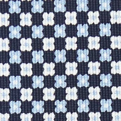 Dark Blue 7 Fold Sartorial Silk Tie - Small Flower Pattern