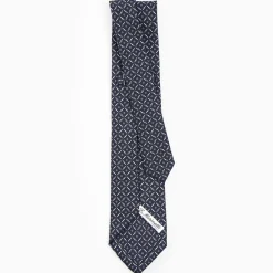 Dark Blue 5 Fold Sartorial Silk Tie - Small Flower Pattern