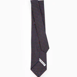 Dark Blue 5 Fold Sartorial Silk Tie - Small Flower Pattern