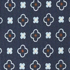 Dark Blue 5 Fold Sartorial Silk Tie - Small Flower Pattern
