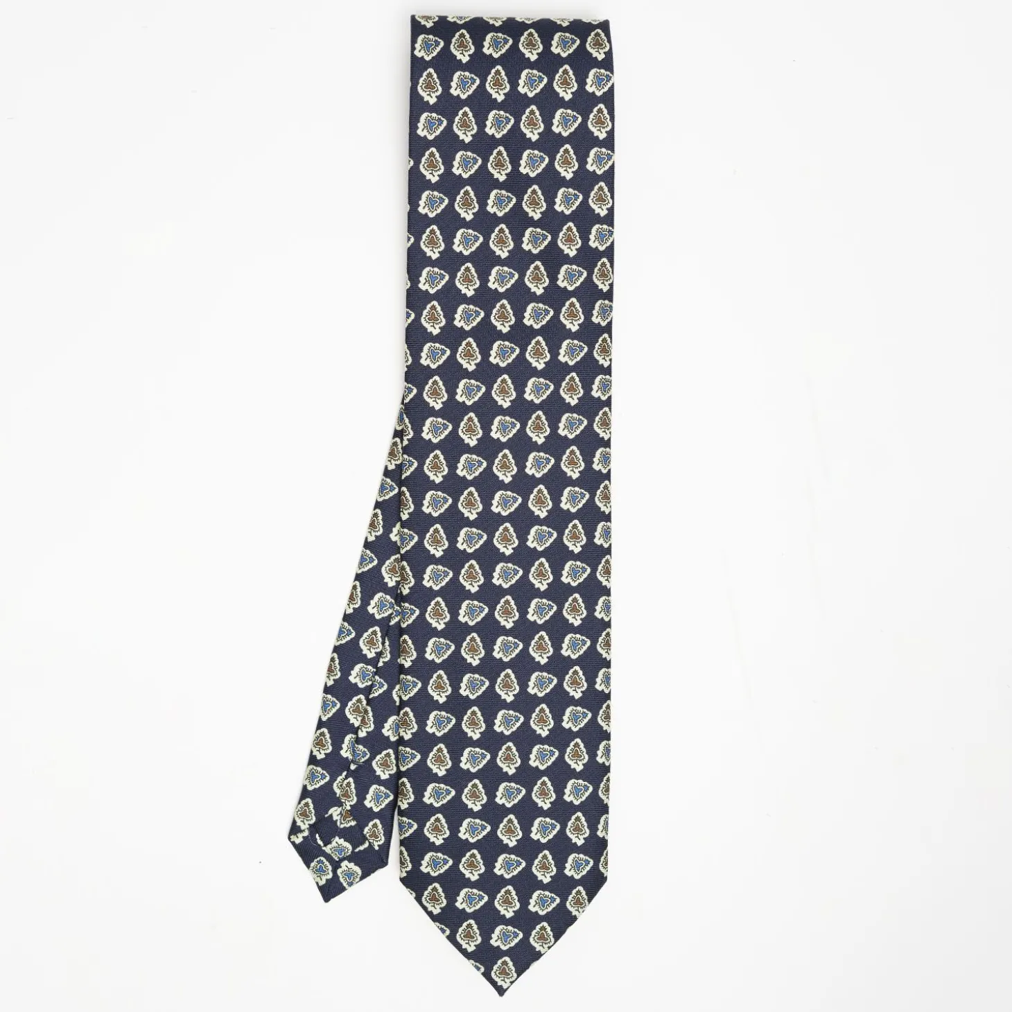 Dark Blue Heritage Collection Silk Tie - Large Flower Pattern